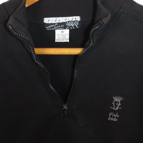 VINTAGE Fido Dido 1/4 Zip Pullover Size Medium AOP Logo Trim - Picture 3 of 8